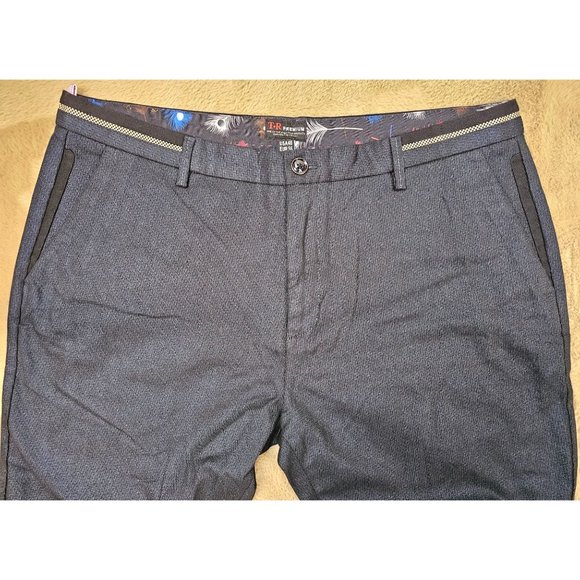 TR Premium Comfort-Fit Casual Stretch Flat Front Blue Chino Pants - Picture 2 of 12